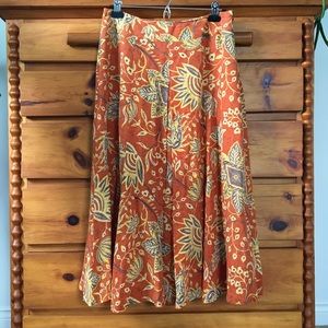 Flowy boho silk midi skirt